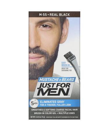 Just for Men Mustache & Beard Brush-In Color Gel Real Black M-55 2 x 0.5 oz (14 g)