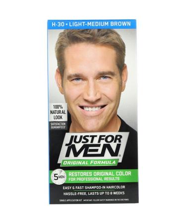 Just for Men Original Formula Men's Hair Color Light-Medium Brown H-30 Single Application Kit