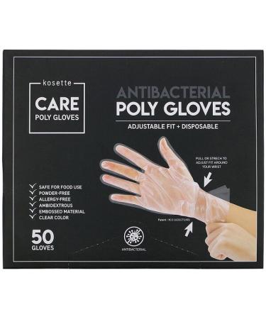 Kosette Antibacterial Poly Gloves Adjustable Fit + Disposable 50 Gloves