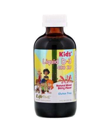 LifeTime Vitamins Kids Liquid D-3 Natural Mixed Berry  400 IU 8 fl oz (237 ml)