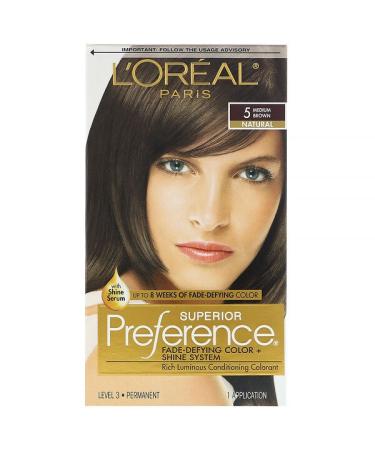 L'Oreal Superior Preference Fade-Defying Color + Shine System Natural 5 Medium Brown 1 Application