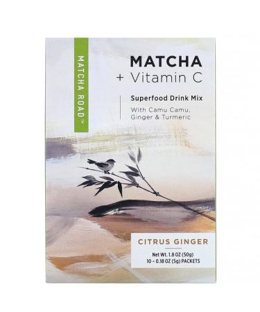 Matcha Road Matcha + Vitamin C Superfood Drink Mix Citrus Ginger 10 Packets 0.18 oz (5 g) Each