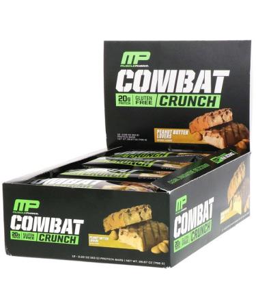 MusclePharm Combat Crunch Peanut Butter Lovers 12 Bars 2.22 oz (63 g) Each