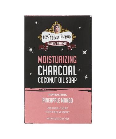 My Magic Mud Moisturizing Charcoal Coconut Oil Soap Revitalizing Pineapple Mango  5 oz (141.7 g)