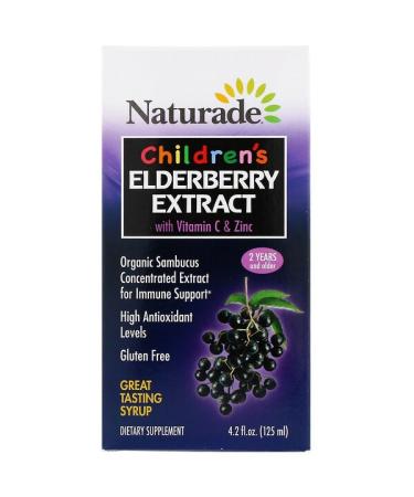 Naturade Children's Elderberry Extract Syrup with Vitamin C & Zinc 2 Years and Older 4.2 fl oz (125 ml)