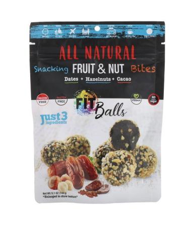 Nature's Wild Organic All Natural Snacking Fruit & Nut Bites Fit Balls Dates + Hazelnuts + Cacao 5.1 oz (144 g)