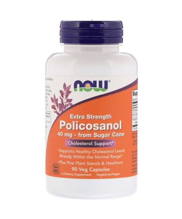 Now Foods Extra Strength Policosanol 40 mg 90 Veg Capsules