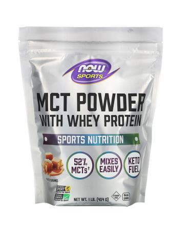 Now Foods Sports MCT Powder with Whey Protein Salted Caramel 1 lb (454 g)