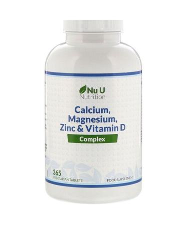 Nu U Nutrition Calcium Magnesium Zinc & Vitamin D Complex 365 Vegetarian Tablets