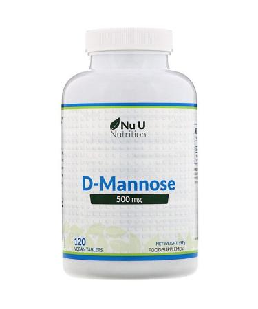 Nu U Nutrition D-Mannose 500 mg 120 Vegan Tablets