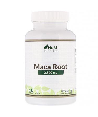 Nu U Nutrition Maca Root 2500 mg 180 Vegan Capsules