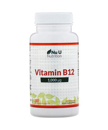 Nu U Nutrition Vitamin B12 1000 µg 180 Vegetarian Tablets