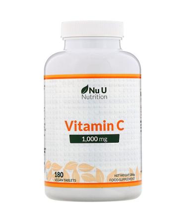 Nu U Nutrition Vitamin C 1000 mg 180 Vegan Tablets