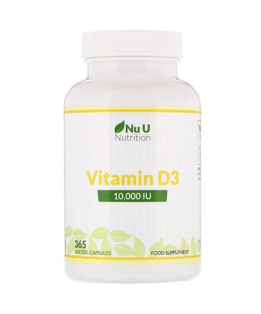 Nu U Nutrition Vitamin D3 10000 IU 365 Softgel Capsules