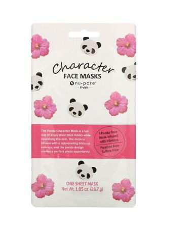 Nu-Pore Character Beauty Face Mask Panda Hibiscus 1 Sheet 1.05 oz (29.7 g)