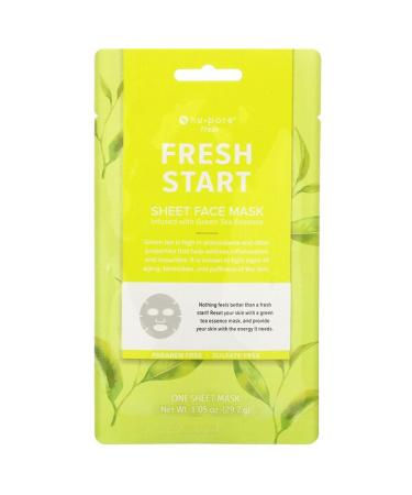 Nu-Pore Fresh Start Sheet Beauty Face Mask Green Tea 1 Sheet 1.05 oz (29.7 g)