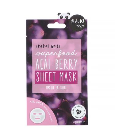Oh K! Superfood Sheet Mask Acai Berry 1 Sheet 0.81 oz (23 g)