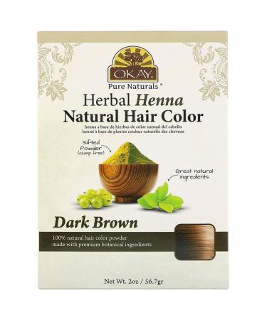 Okay Pure Naturals Herbal Henna Natural Hair Color Dark Brown 2 oz (56.7 g)