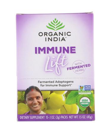 Organic India Immune Lift Fermented Adaptogens 15 Packs 0.1 oz (3 g) Each
