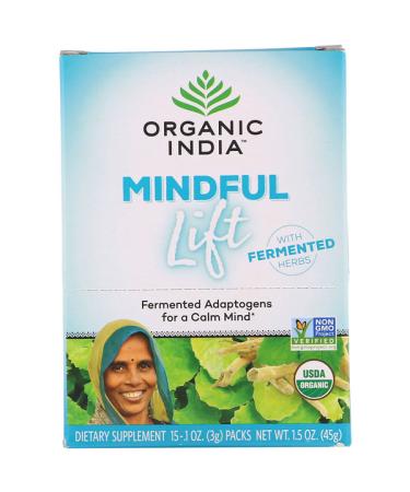 Organic India Mindful Lift Fermented Adaptogens 15 Packs 0.1 oz (3 g) Each