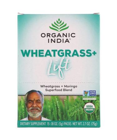 Organic India Wheatgrass+ Lift Superfood Blend 15 Packs 0.18 oz (5 g) Each