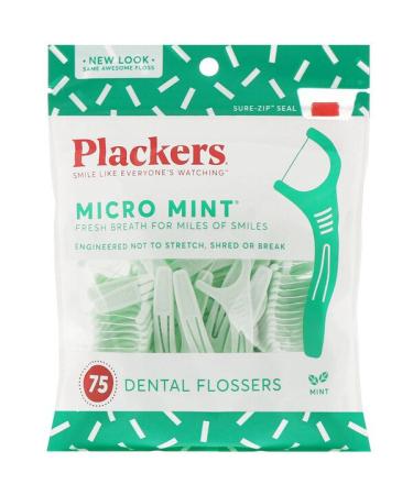 Plackers Micro Mint Dental Flossers Mint 75 Count