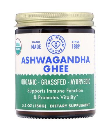 Pure Indian Foods Organic Ashwagandha Ghee 5.3 oz (150 g)
