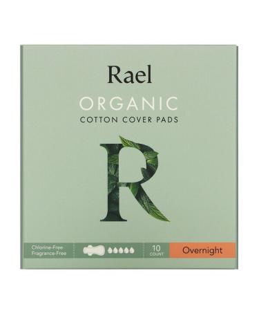 Rael Organic Cotton Cover Pads Overnight 10 Count