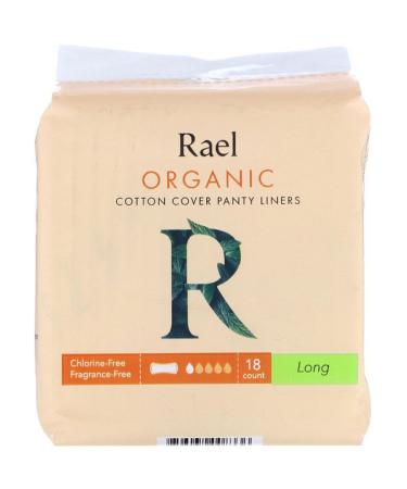 Rael Organic Cotton Cover Panty Liners Long 18 Count