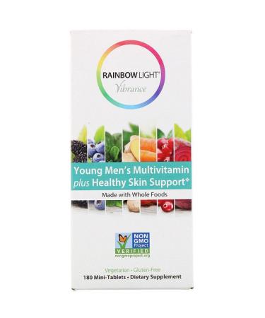 Rainbow Light Vibrance Young Men's Multivitamin plus Healthy Skin Support 180 Mini-Tablets