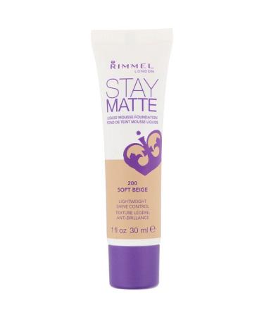 Rimmel London Stay Matte Liquid Mousse Foundation 200 Soft Beige 1 fl oz (30 ml)