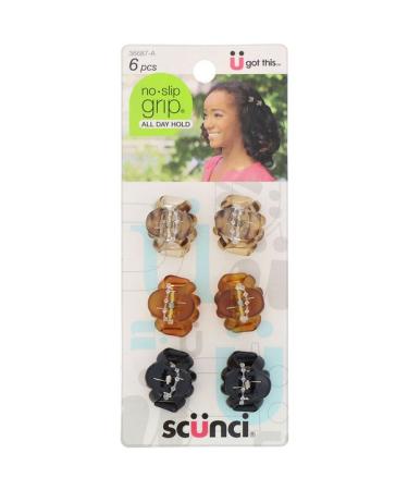 Scunci No Slip Grip Mini Octopus Jaw Clips Assorted Colors 6 Pieces