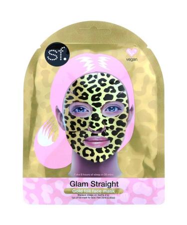 SFGlow Glam Straight Gold Foil Beauty Face Mask 1 Sheet 0.85 oz (25 ml)