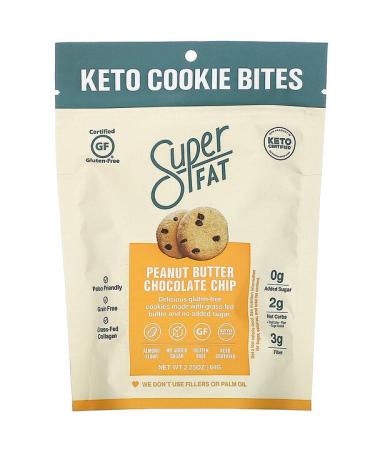 SuperFat Keto Cookie Bites Peanut Butter Chocolate Chip 2.25 oz (64 g)