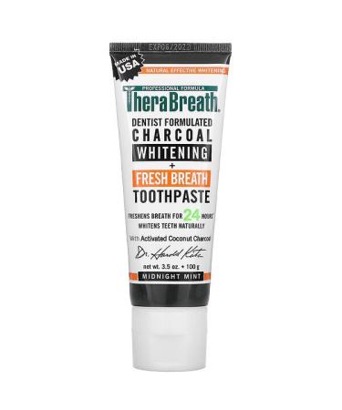 TheraBreath Charcoal Whitening + Fresh Breath Toothpaste Midnight Mint 3.5 oz (100 g)
