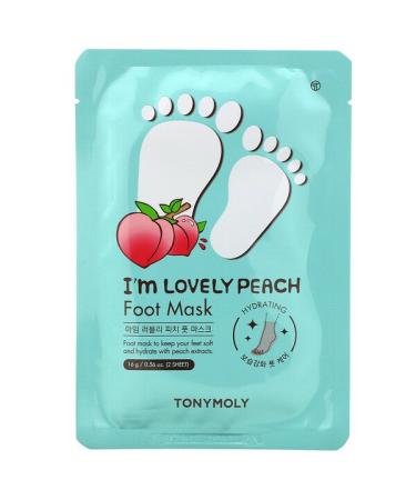 Tony Moly I'm Lovely Peach Foot Mask 2 Sheet 0.56 oz (16 g)