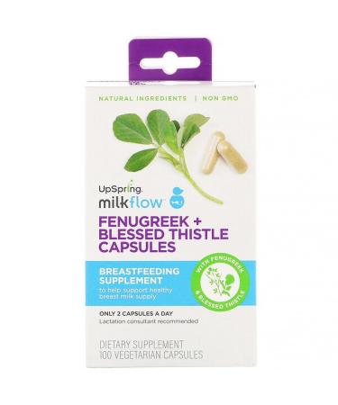 UpSpring Milkflow Fenugreek + Blessed Thistle 100 Vegetarian Capsules