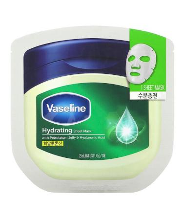 Vaseline Hydrating Beauty Sheet Mask with Petrolatum Jelly & Hyaluronic Acid 1 Sheet Mask 0.78 fl oz (23 ml)