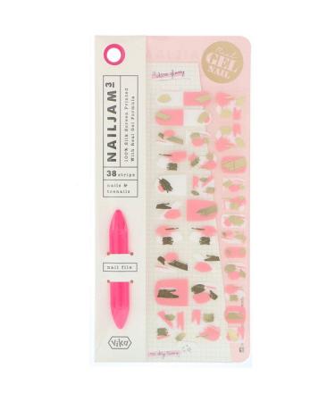 Vika Nailjam Gel Nail Strips For Nails & Toenails Pink Icing 38 Strips