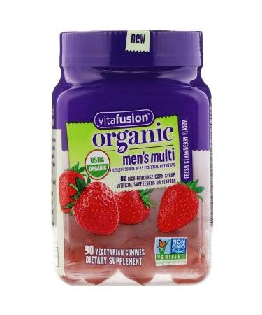 VitaFusion Organic Mens' Multi Fresh Strawberry 90 Vegetarian Gummies