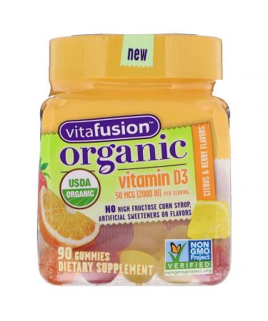 VitaFusion Organic Vitamin D3 Citrus & Berry 50 mcg (2000 IU) 90 Gummies
