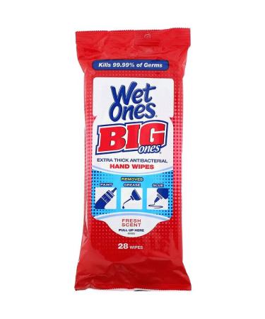 Wet Ones Big Ones Extra Thick Antibacterial Hand Wipes Fresh Scent 28 Wipes