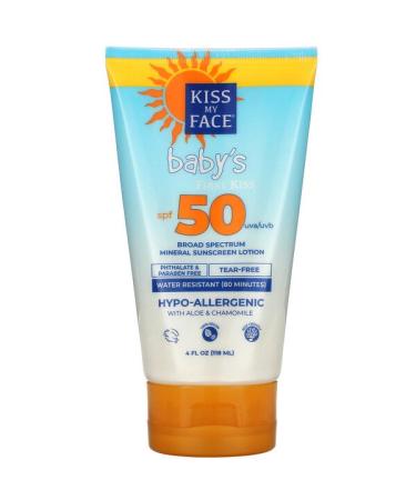 Kiss My Face Baby's First Kiss Broad Spectrum Mineral Sunscreen Lotion SPF 50 4 fl oz (118 ml)