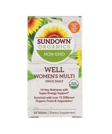 Sundown Organics Well Women's Multivitamin Once Daily 30 Tablets