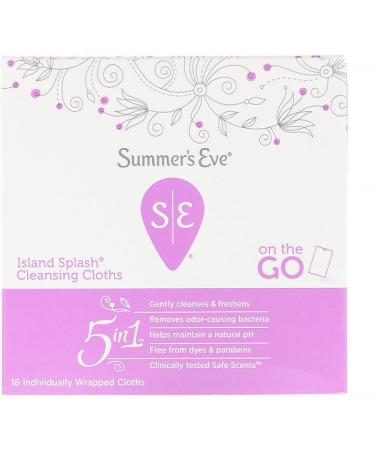 Summer's Eve 5 in 1 Cleansing Cloths Island Splash 16 Individually Wrapped Cloths