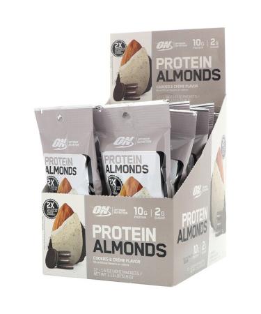 Optimum Nutrition Protein Almonds Cookies & Creme 12 Packets 1.5 oz (43 g) Each