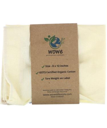 Wowe Certified Organic Cotton Muslin Bag 1 Bag 8 in x 12 in