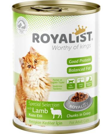 Royalist Lamb Chunks with Gravy Sauce Adult Cat Canned Food 400 Gr X 12 Pieces