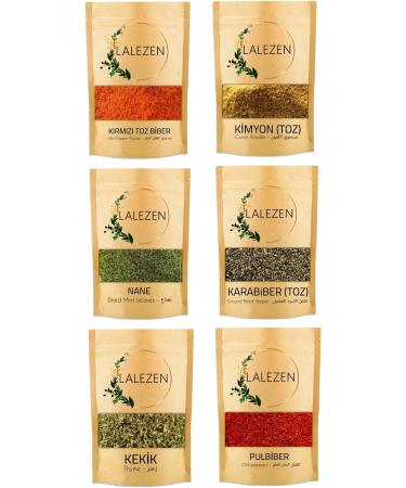 LALEZEN 100g Thyme-100g Black Pepper-100g Chili Pepper (HOT)-100g Cumin-100g Powdered Pepper (HOT)-100g Mint-spice