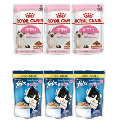 Royal Canin Kitten Instinctive Gravy Kitten Canned Food 3x 85 Gr + Felix Chicken Kitten Food 3x100 Gr